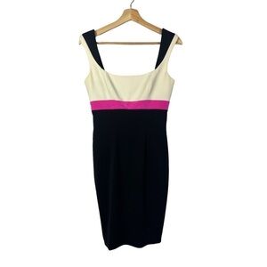 Jay Godfrey Black & Pink Sleeveless Sheath Dress 6